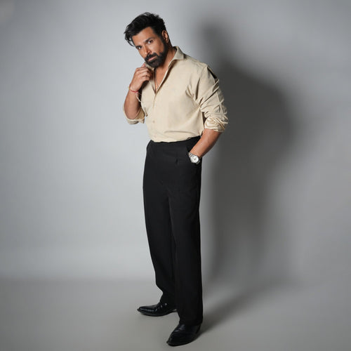 BEIGE SUEDE LASER LUXE SHIRT