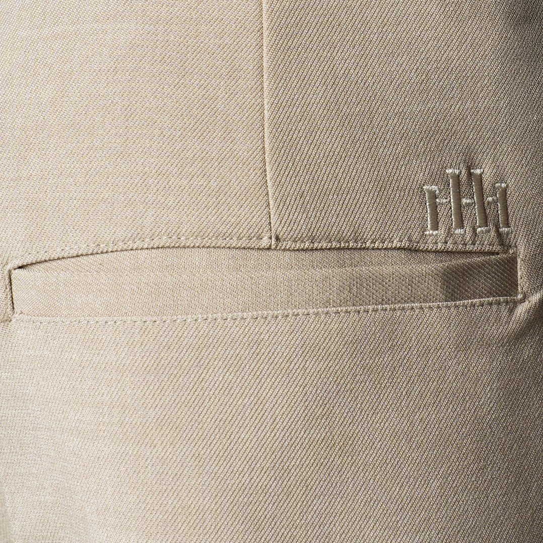 BEIGE TEXTURED D-RING ITALIAN STYLE TROUSER