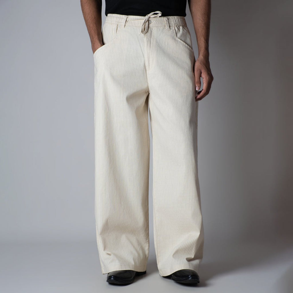 BEIGE VERTICAL STRIPED PANT