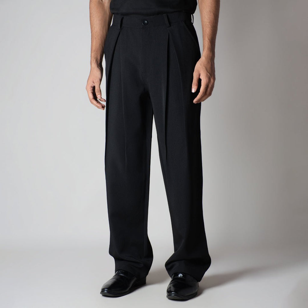 BLACK CROSS PLEAT TROUSER