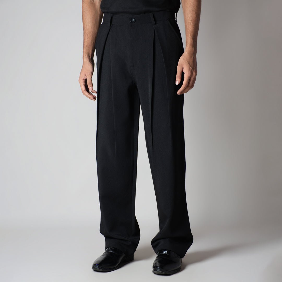BLACK CROSS PLEAT TROUSER