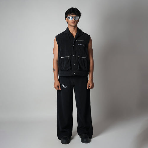 BLACK KNITDRIP UTILITY JACKET