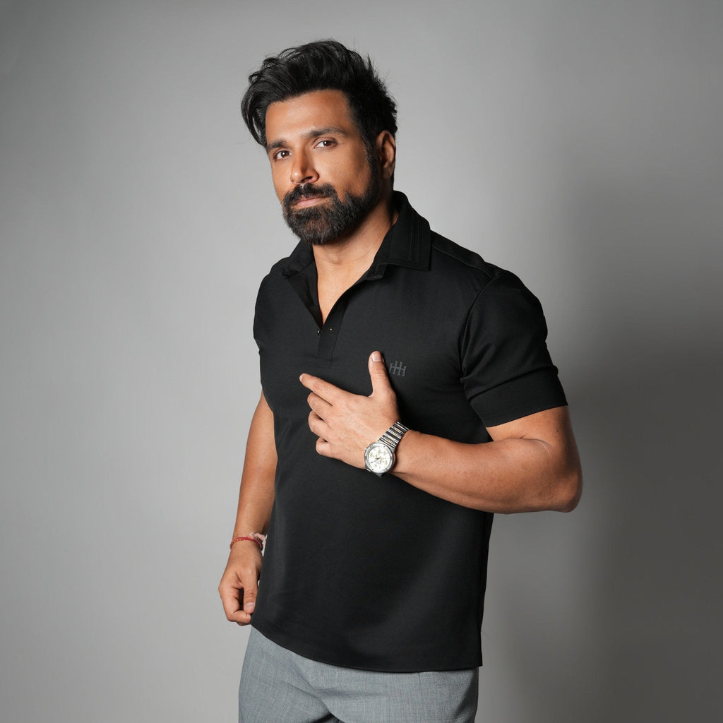 BLACK PRIME SEAMLESS POLO