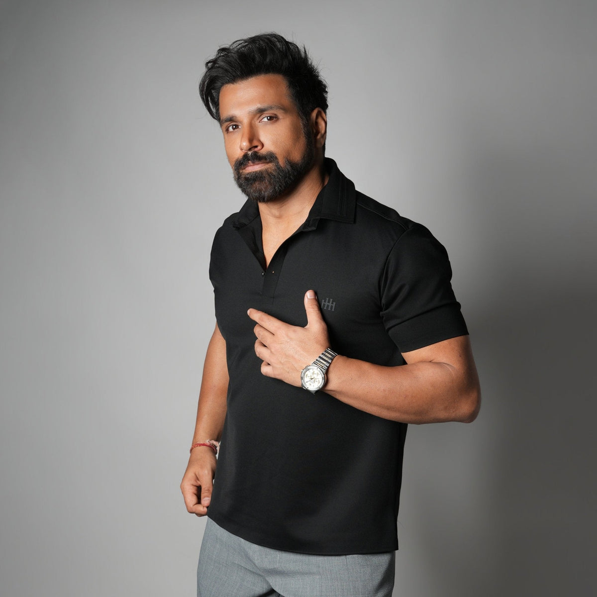 BLACK PRIME SEAMLESS POLO