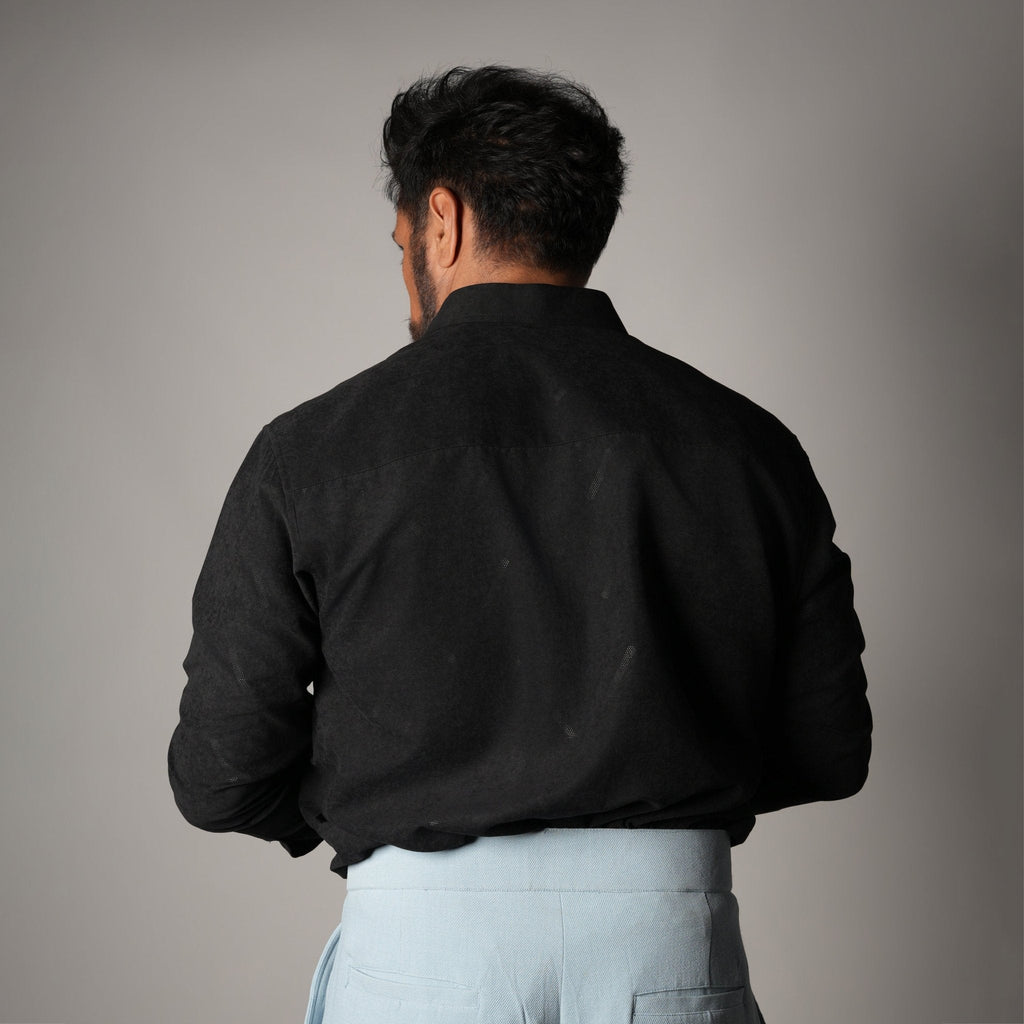 BLACK SUEDE LASER LUXE SHIRT