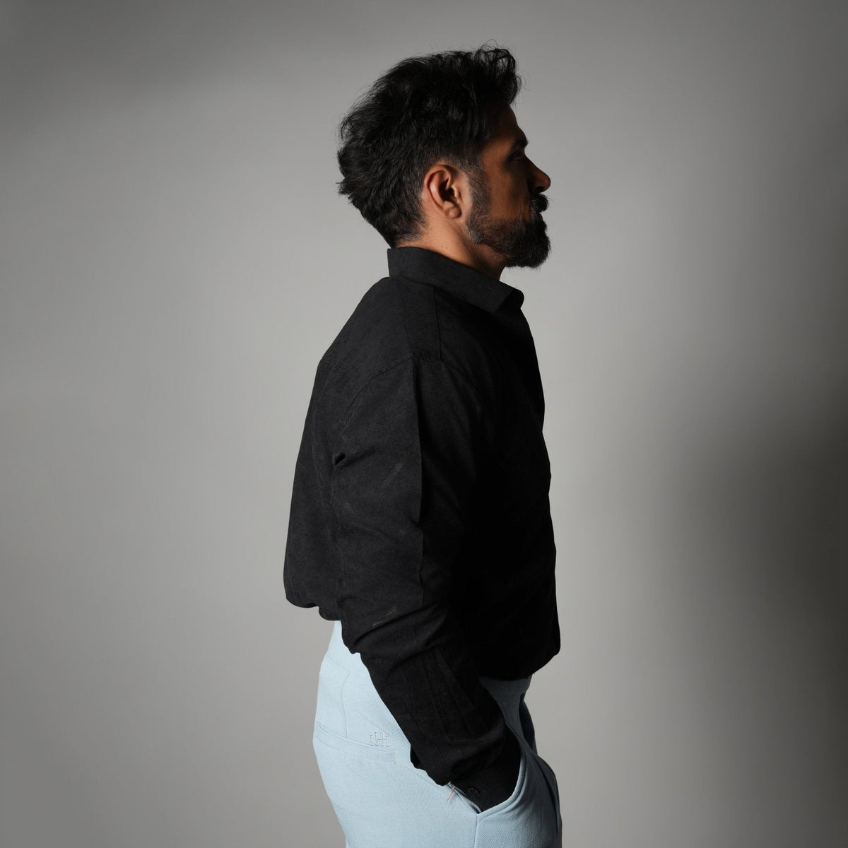 BLACK SUEDE LASER LUXE SHIRT