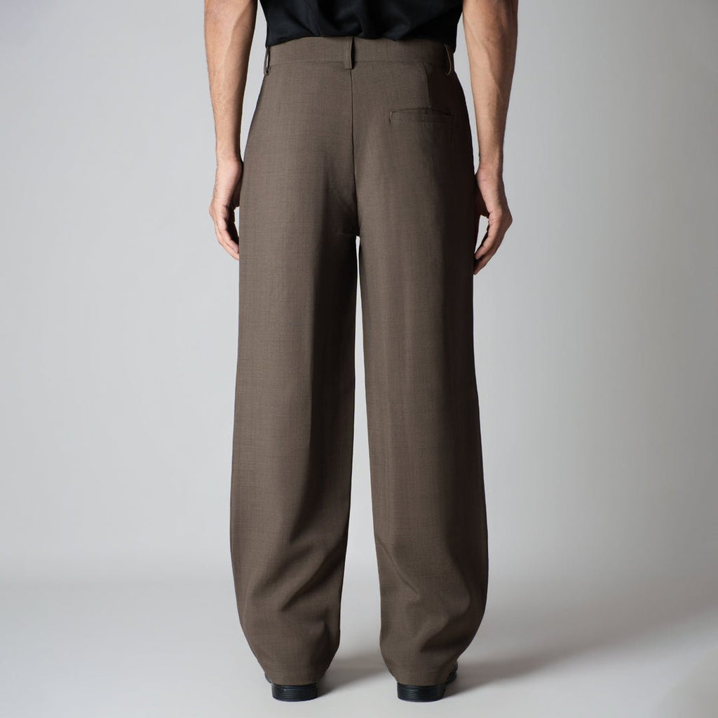 BROWN CROSS PLEAT TROUSER