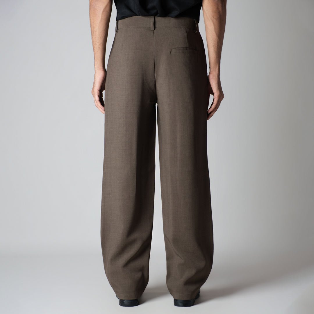 BROWN CROSS PLEAT TROUSER