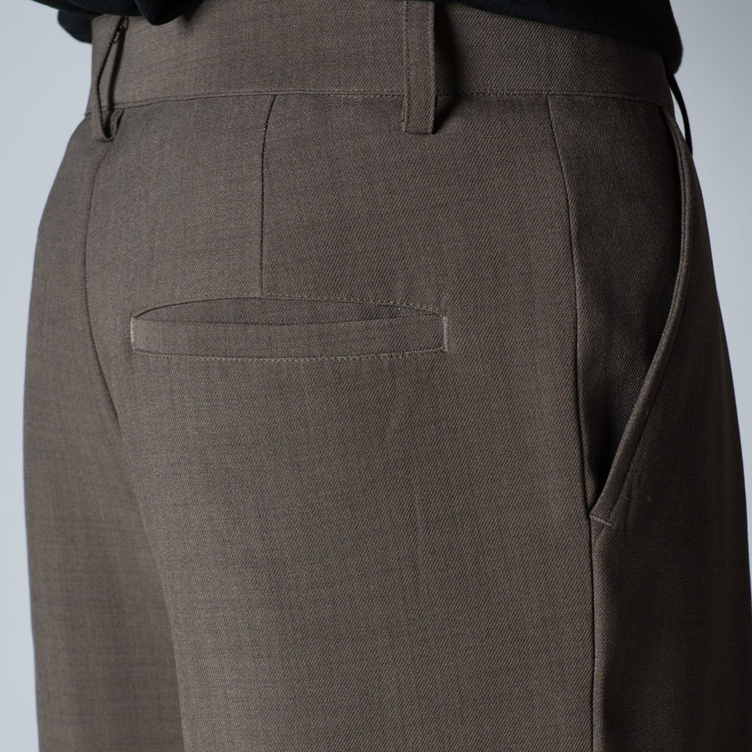 BROWN CROSS PLEAT TROUSER