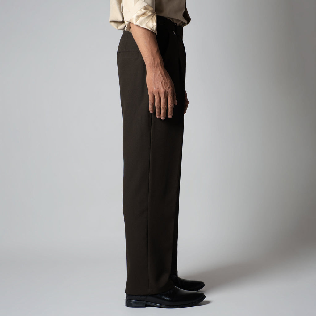 BROWN D-RING ITALIAN STYLE TROUSER