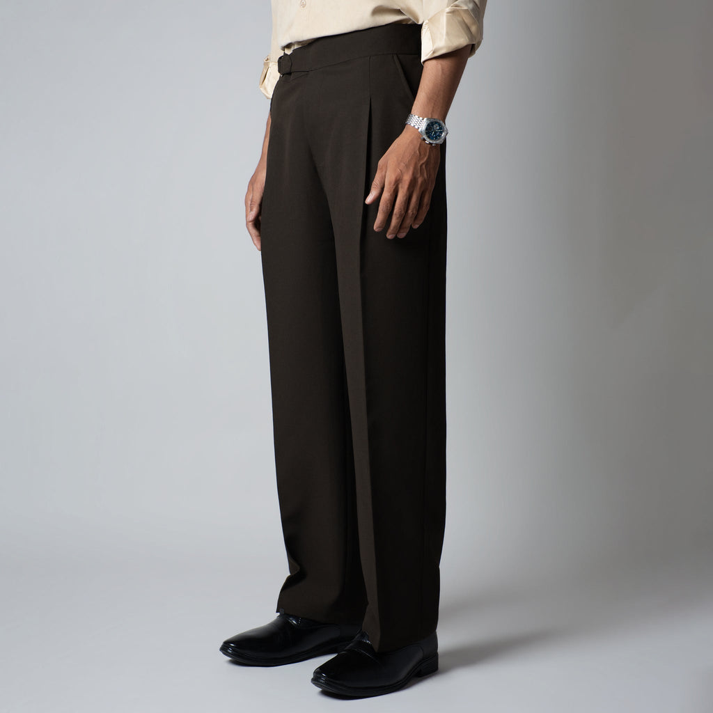 BROWN D-RING ITALIAN STYLE TROUSER