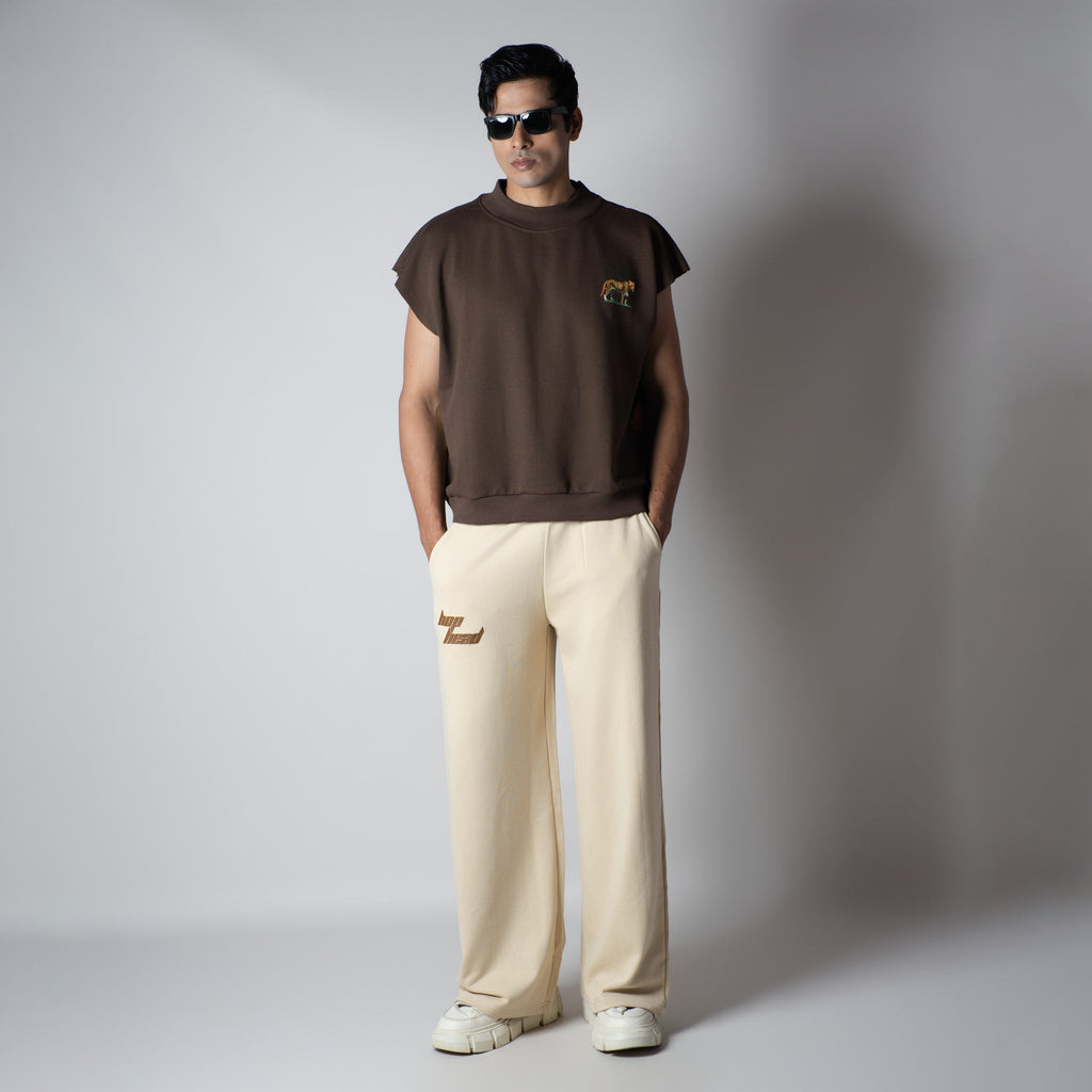 BROWN RAW CUT CHEETA PRINTED SLEEVELESS