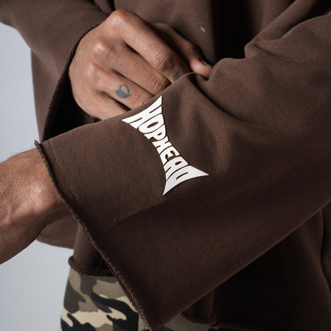BROWN RAW EDGE SWEATSHIRT