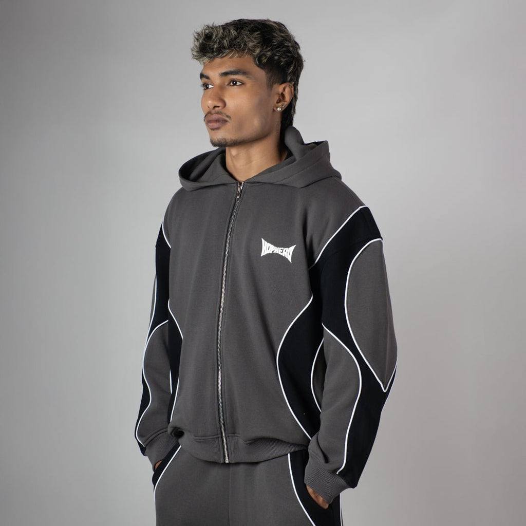 CHARCOAL HEAVY ZIPPER HOODIE