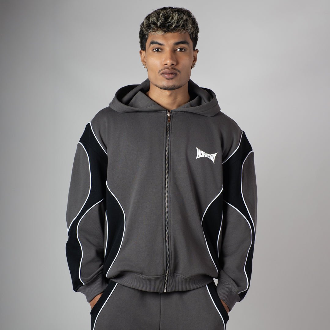 CHARCOAL HEAVY ZIPPER HOODIE
