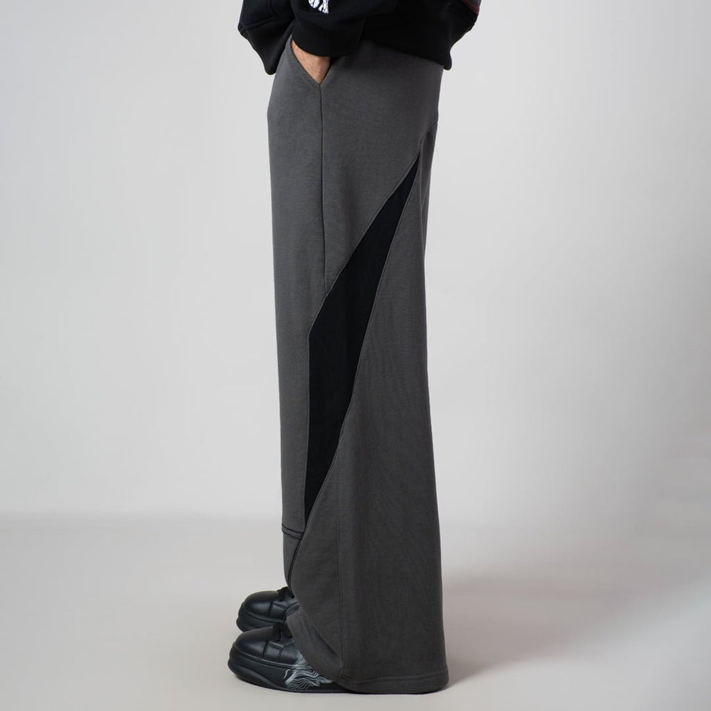 CHARCOAL & BLACK POINTED PANEL SWEATPANTS