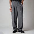CHARCOAL DOUBLE PLEAT STRAIGHT FIT TROUSER