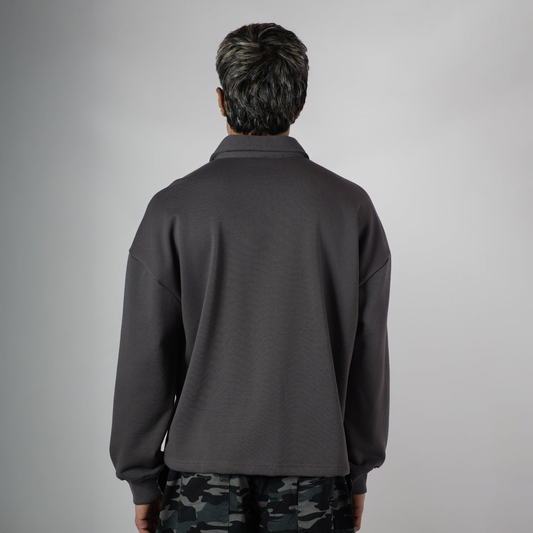 CHARCOAL HALF-ZIPUP PULLOVER POLO