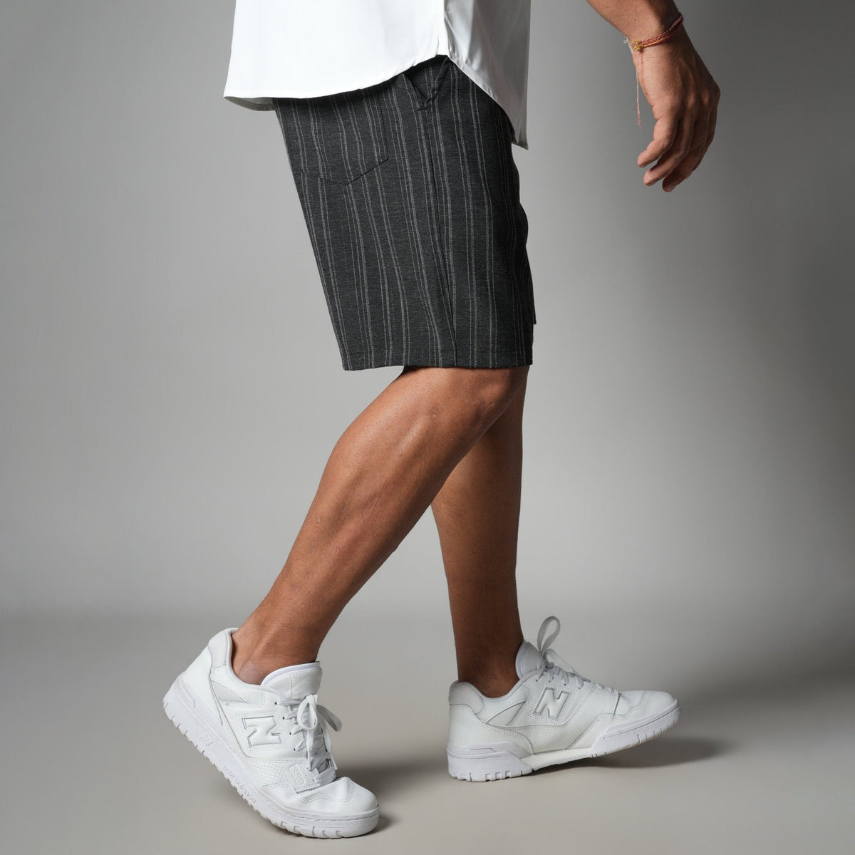 CHARCOAL PINSTRIPE SHORTS