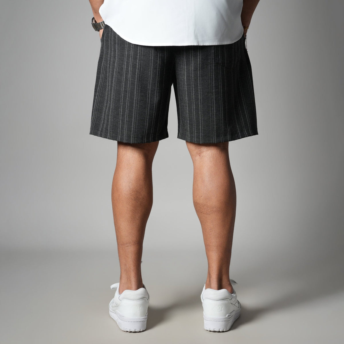 CHARCOAL PINSTRIPE SHORTS