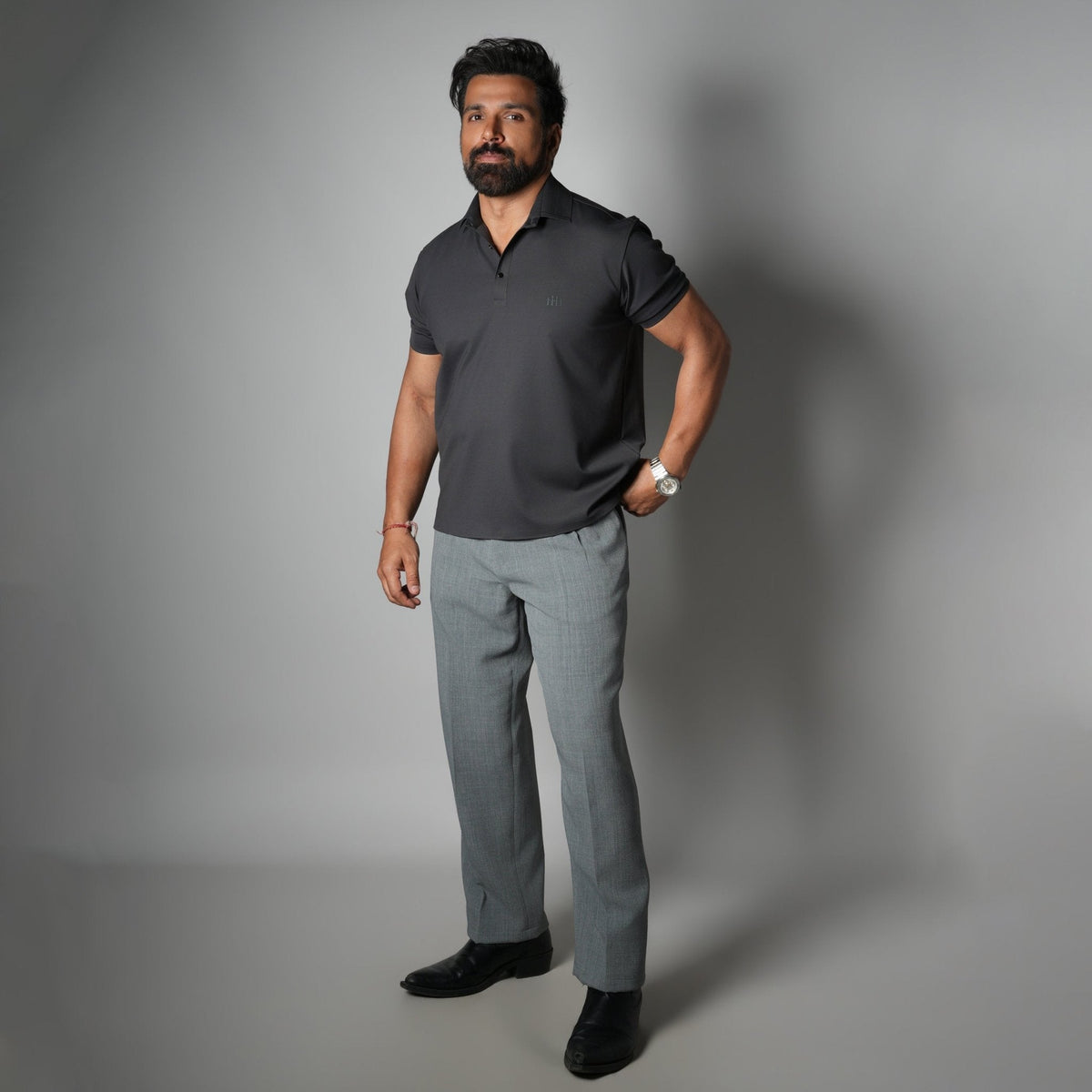 CHARCOAL SEAMLESS CORE POLO