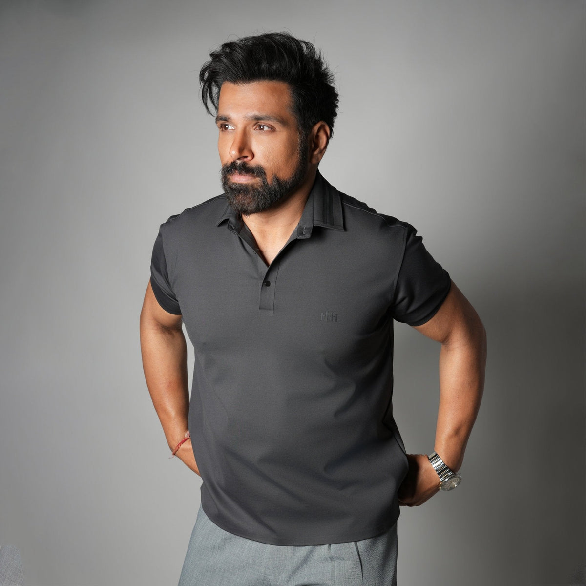 CHARCOAL SEAMLESS CORE POLO