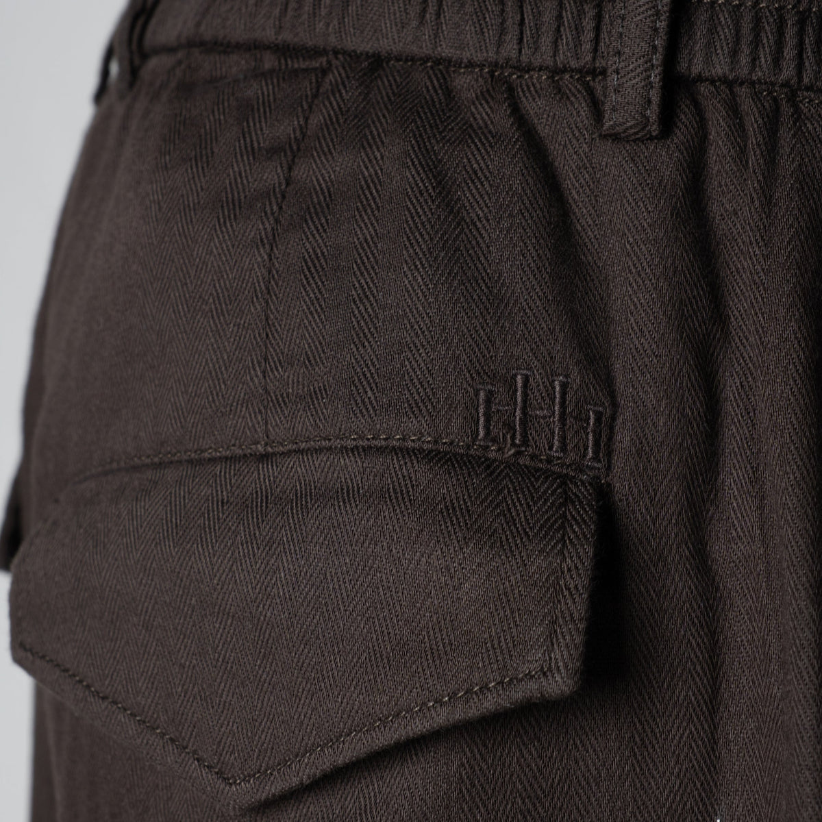 COFFEE BROWN VERTICAL LINE SOFTMOVE LINEN PANTS