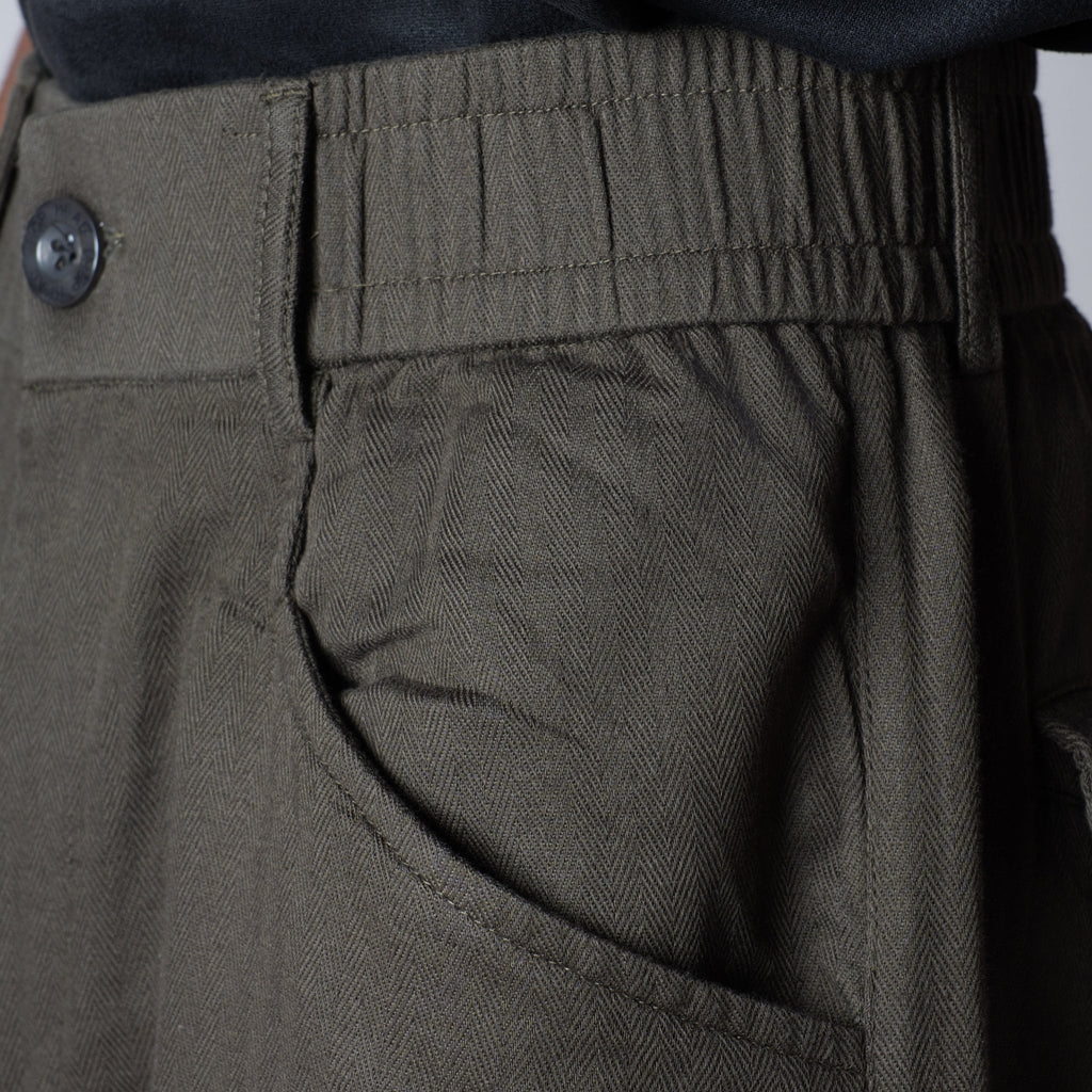 DARK GREEN VERTICAL LINE SOFTMOVE LINEN PANTS