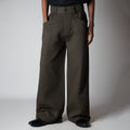 DARK GREEN VERTICAL LINE SOFTMOVE LINEN PANTS