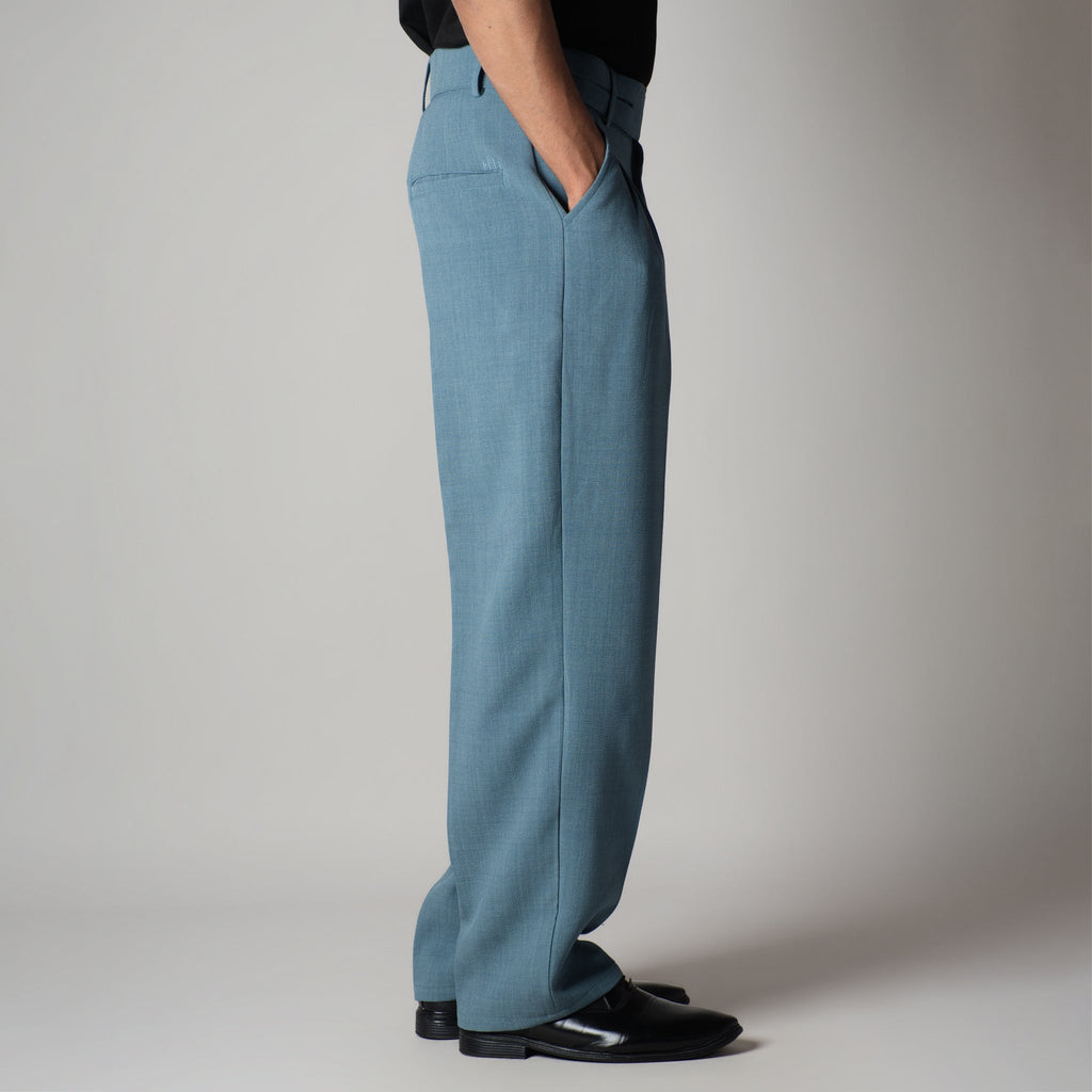 DUSTY BLUE DOUBLE FLAP TROUSER