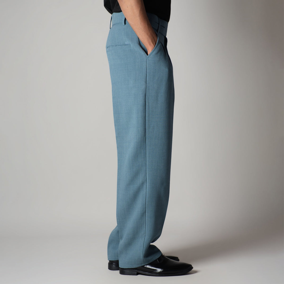 DUSTY BLUE DOUBLE FLAP TROUSER