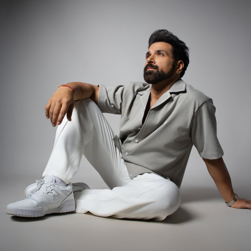Grey Cuban Collar Shirt