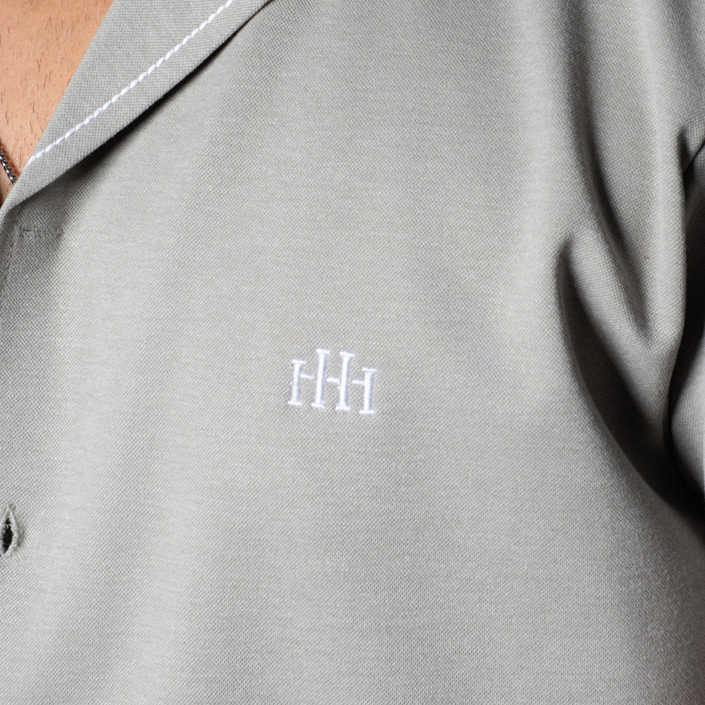 Grey Cuban Collar Shirt