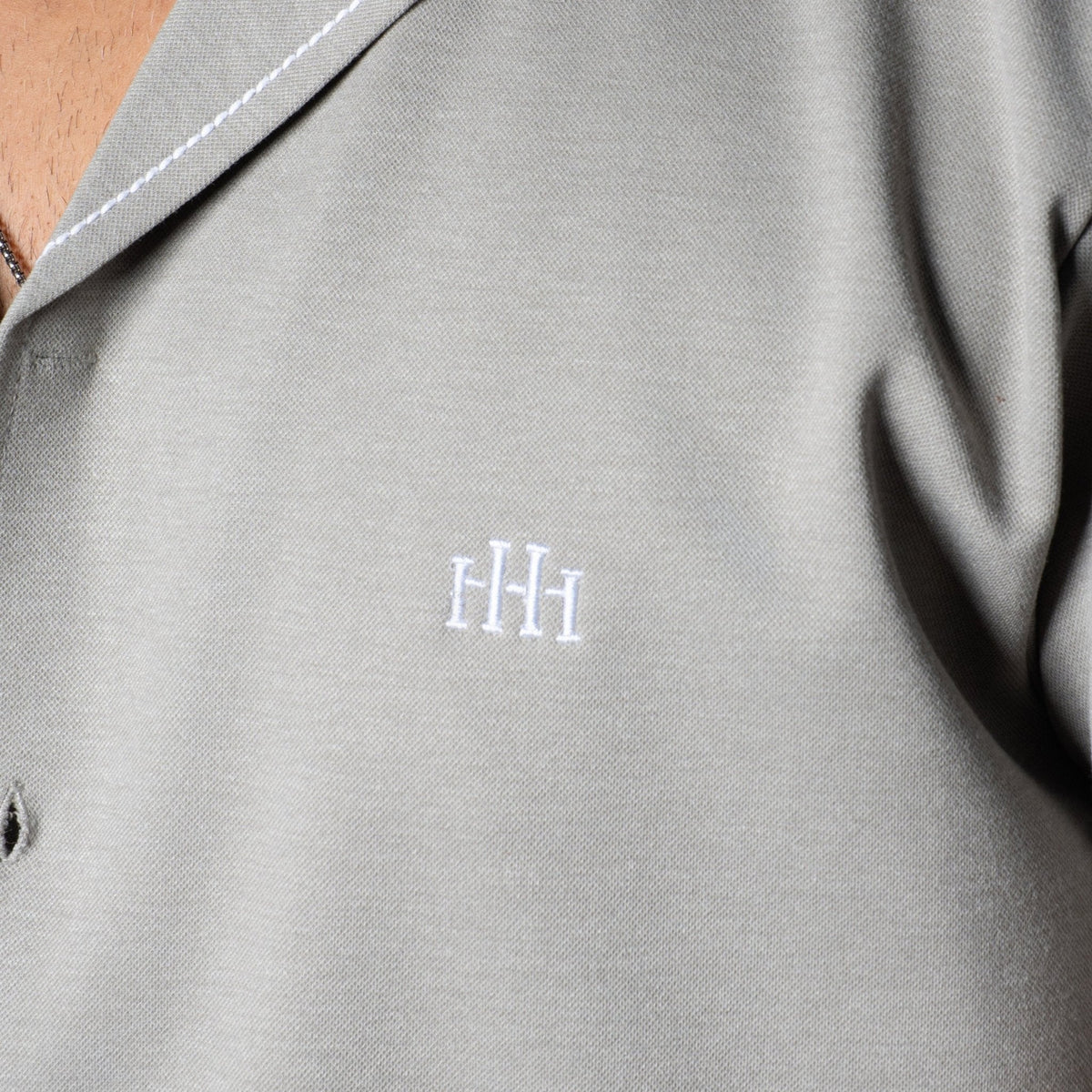 Grey Cuban Collar Shirt