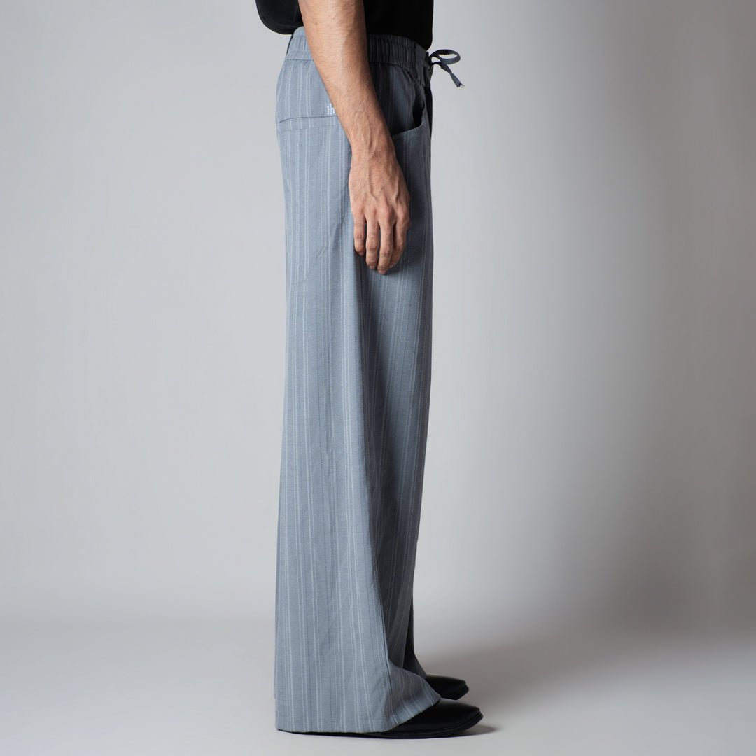 GREY PINSTRIPE WIDE PANTS