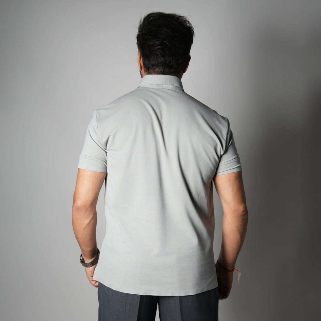 GREY SEAMLESS TEXTURED POLO