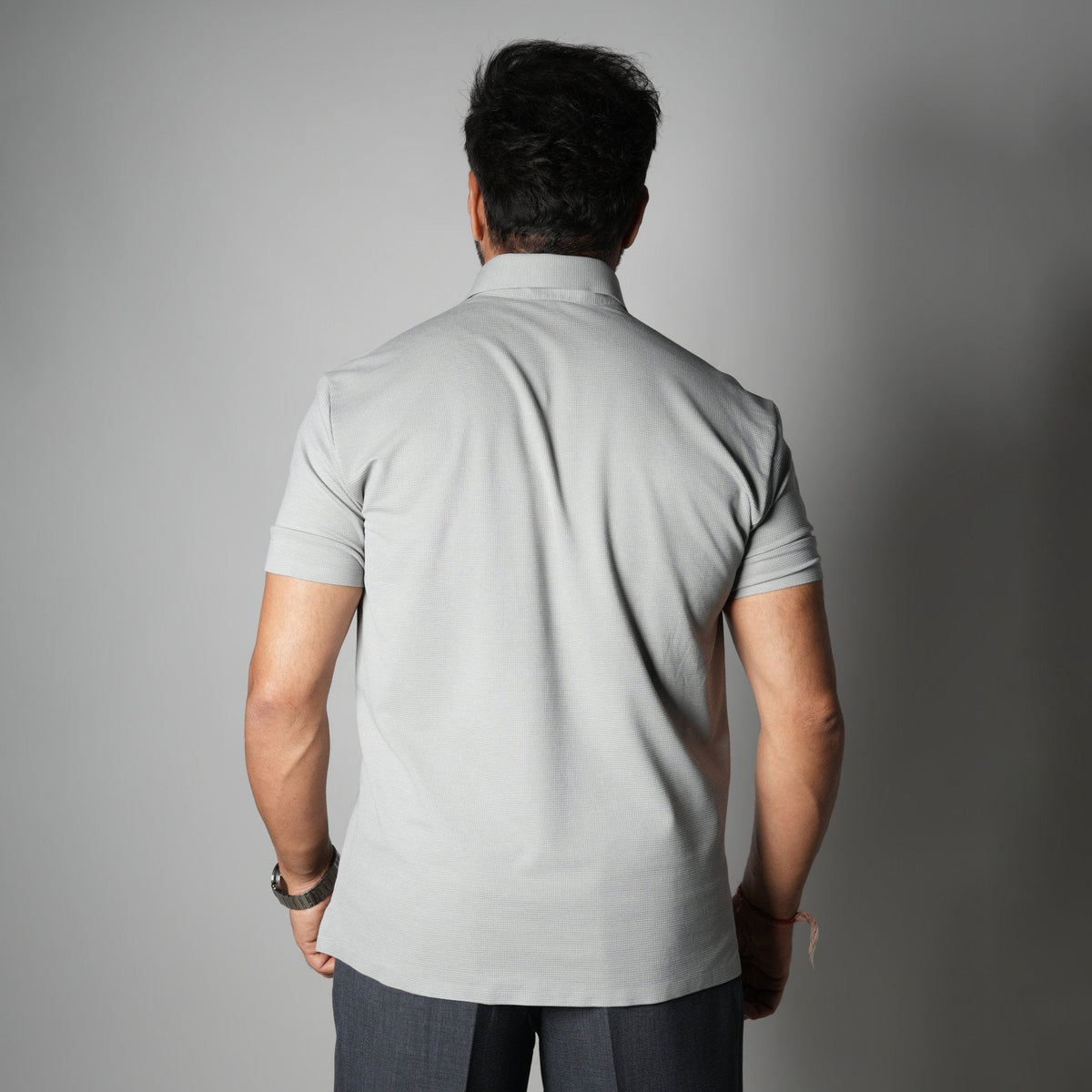 GREY SEAMLESS TEXTURED POLO