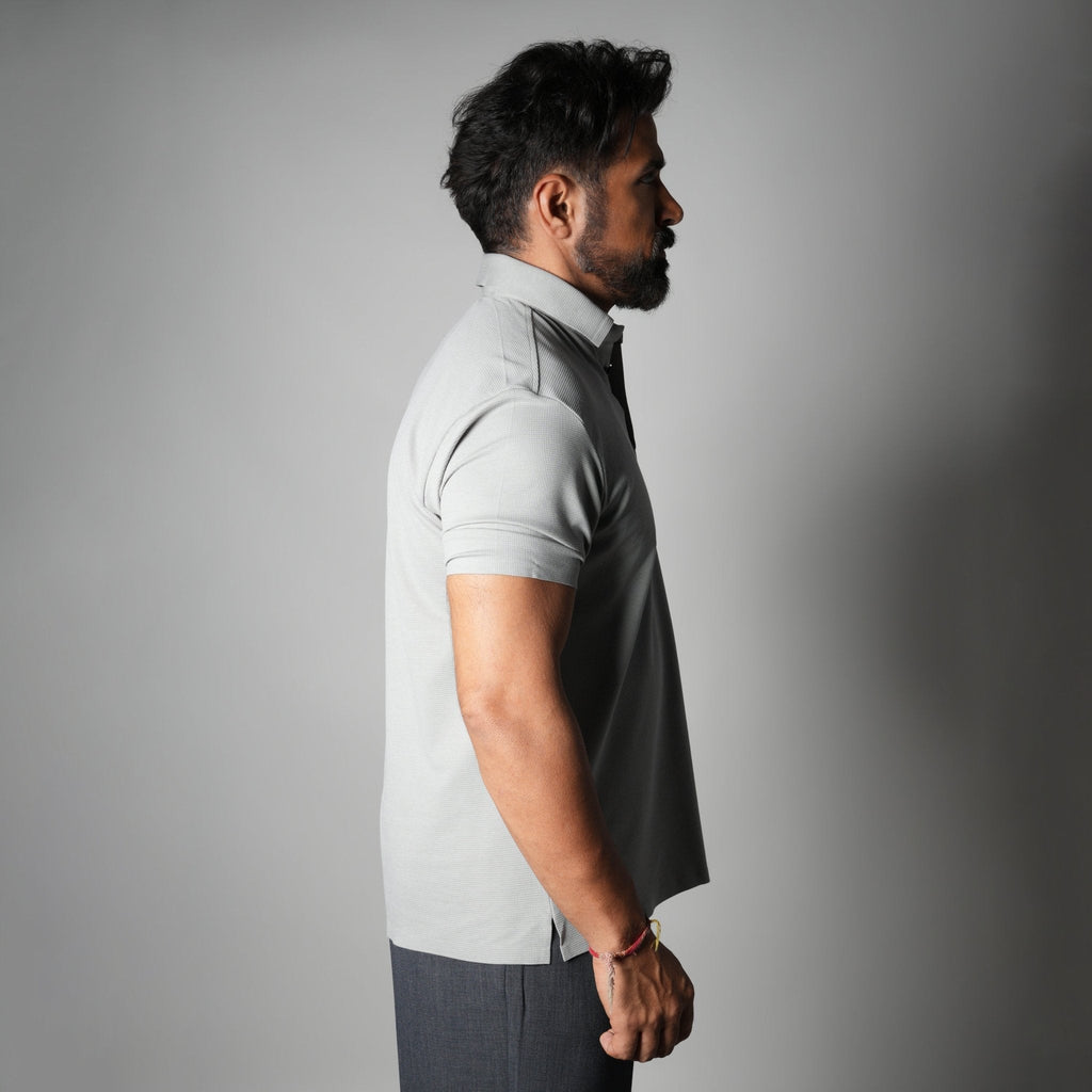 GREY SEAMLESS TEXTURED POLO