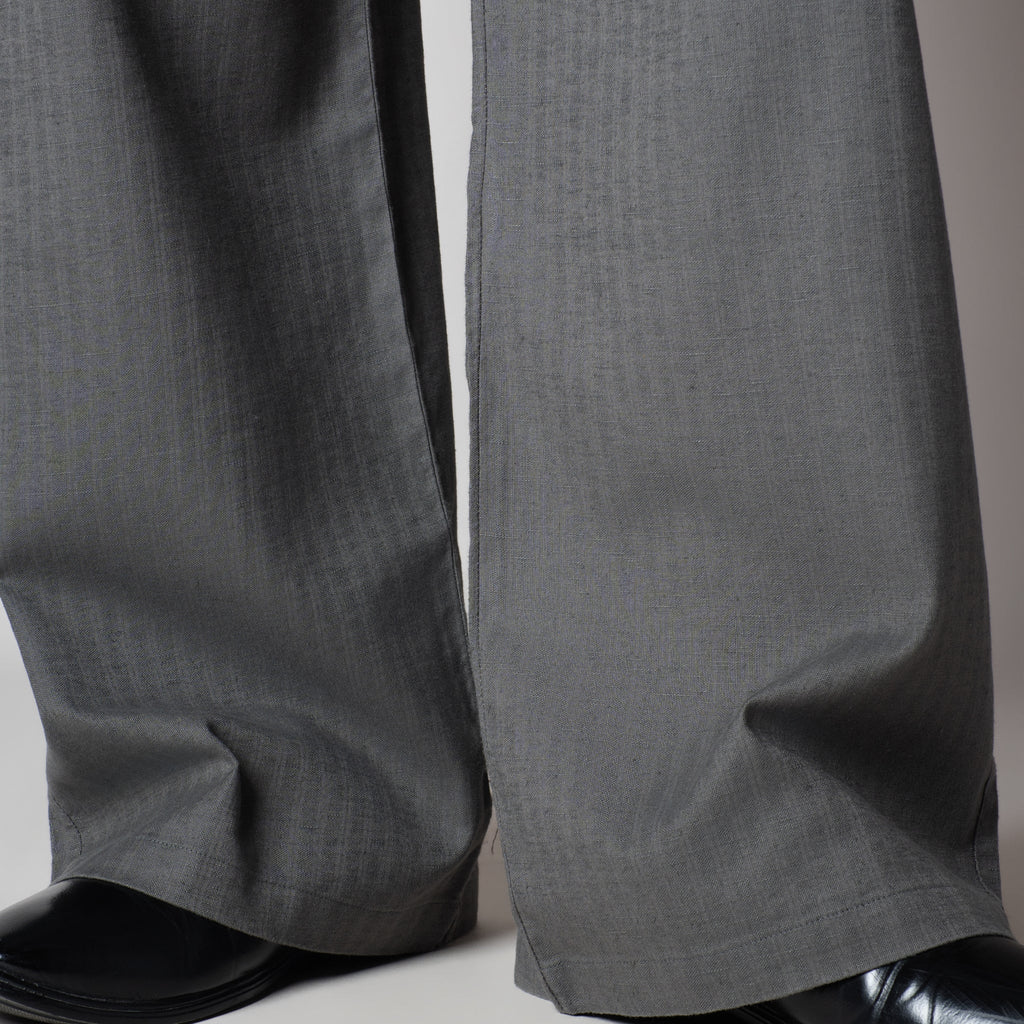 GREY SOFTMOVE VERTICAL LINE SIGNATURE LINEN  PANTS