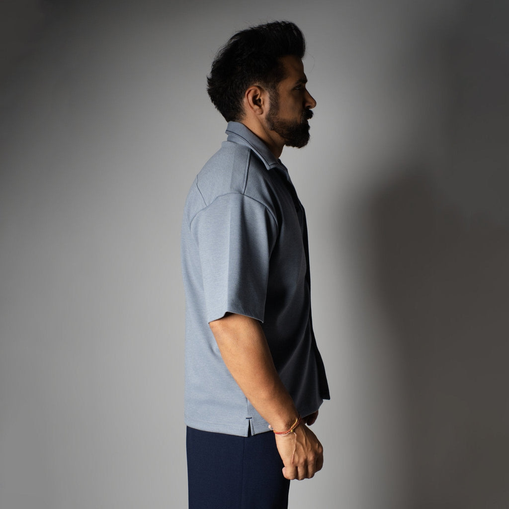 ICEBLUE CUBAN COLLAR SHIRT