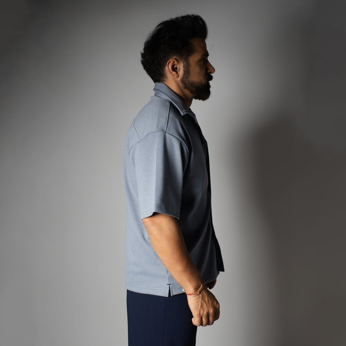 ICEBLUE CUBAN COLLAR SHIRT