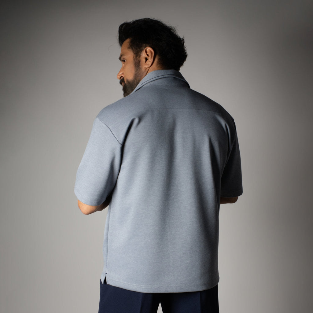 ICEBLUE CUBAN COLLAR SHIRT