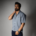 ICEBLUE CUBAN COLLAR SHIRT