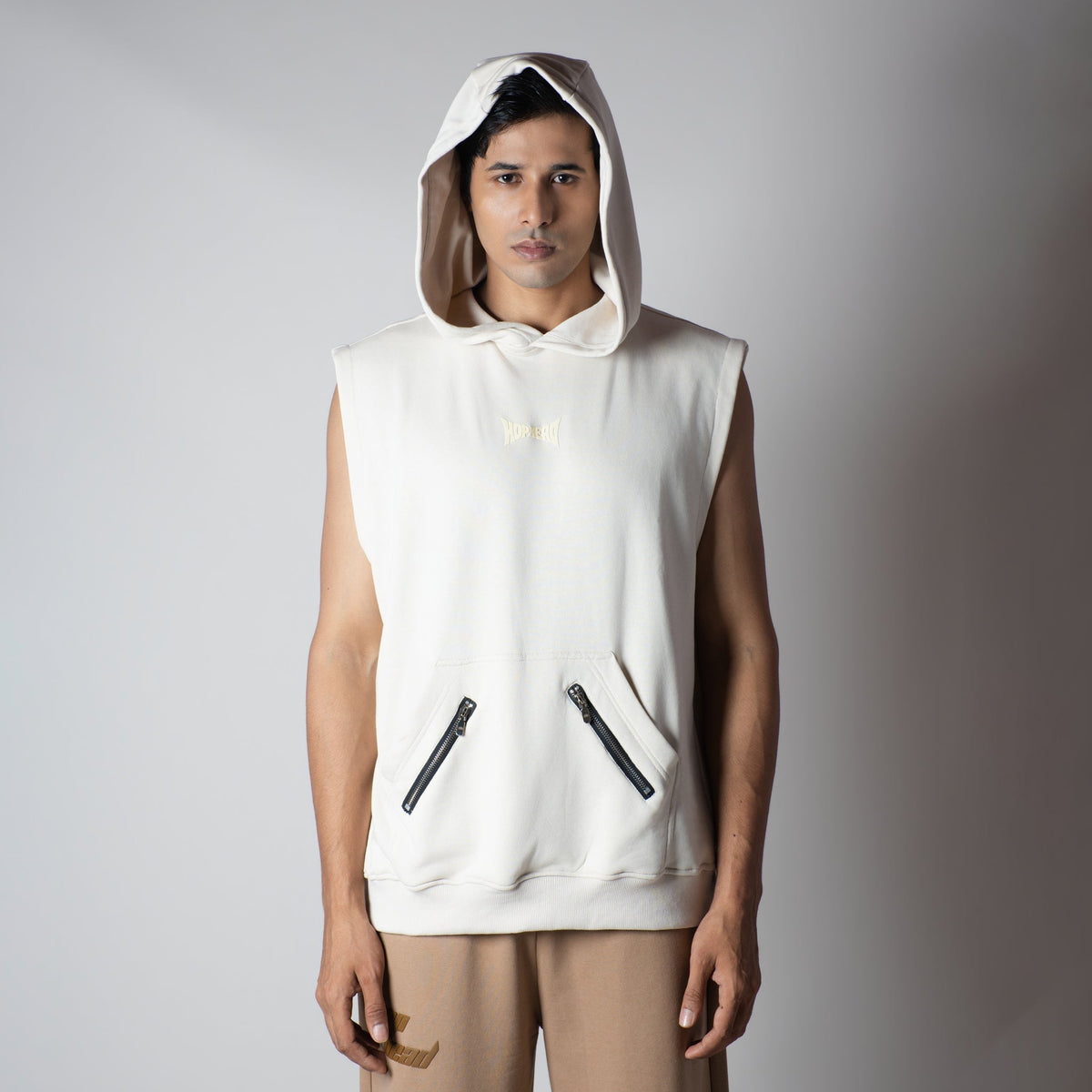 IVORY AXIS SLEEVELESS HOODIE