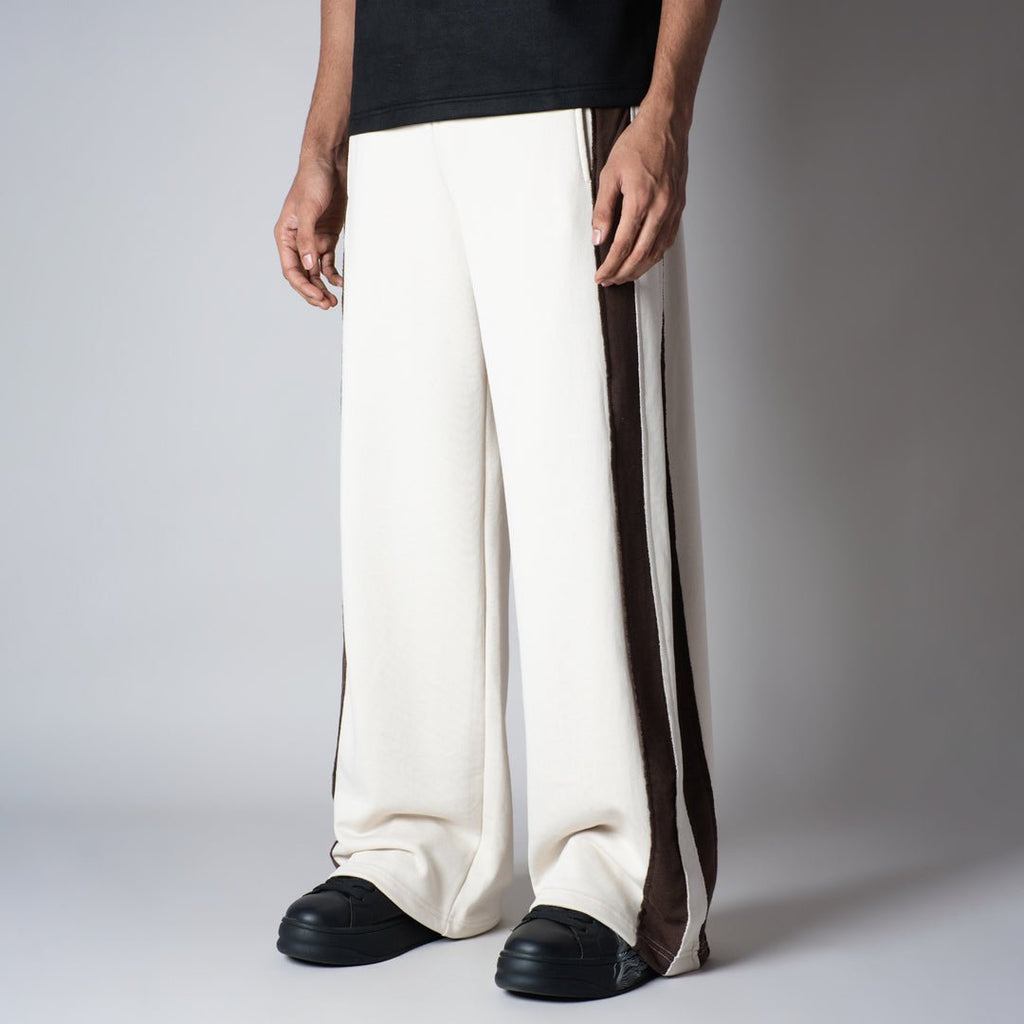 IVORY & BROWN RAW EDGE SWEATPANT