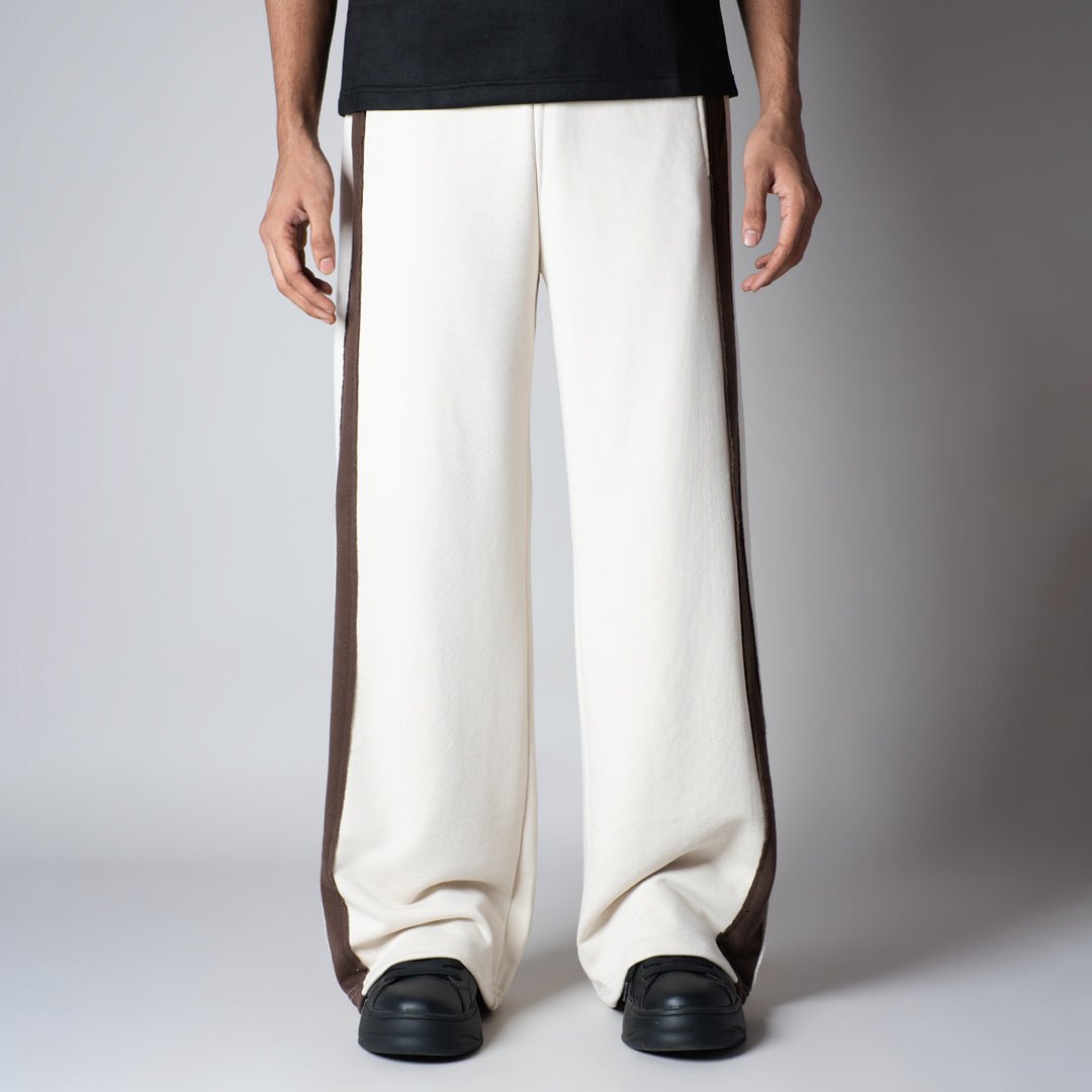 IVORY & BROWN RAW EDGE SWEATPANT