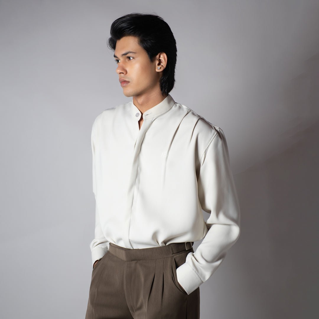 IVORY CHINESE COLLAR SHIRT