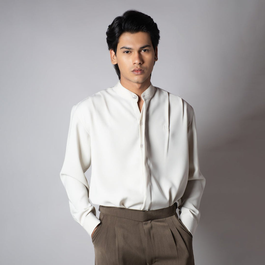 IVORY CHINESE COLLAR SHIRT