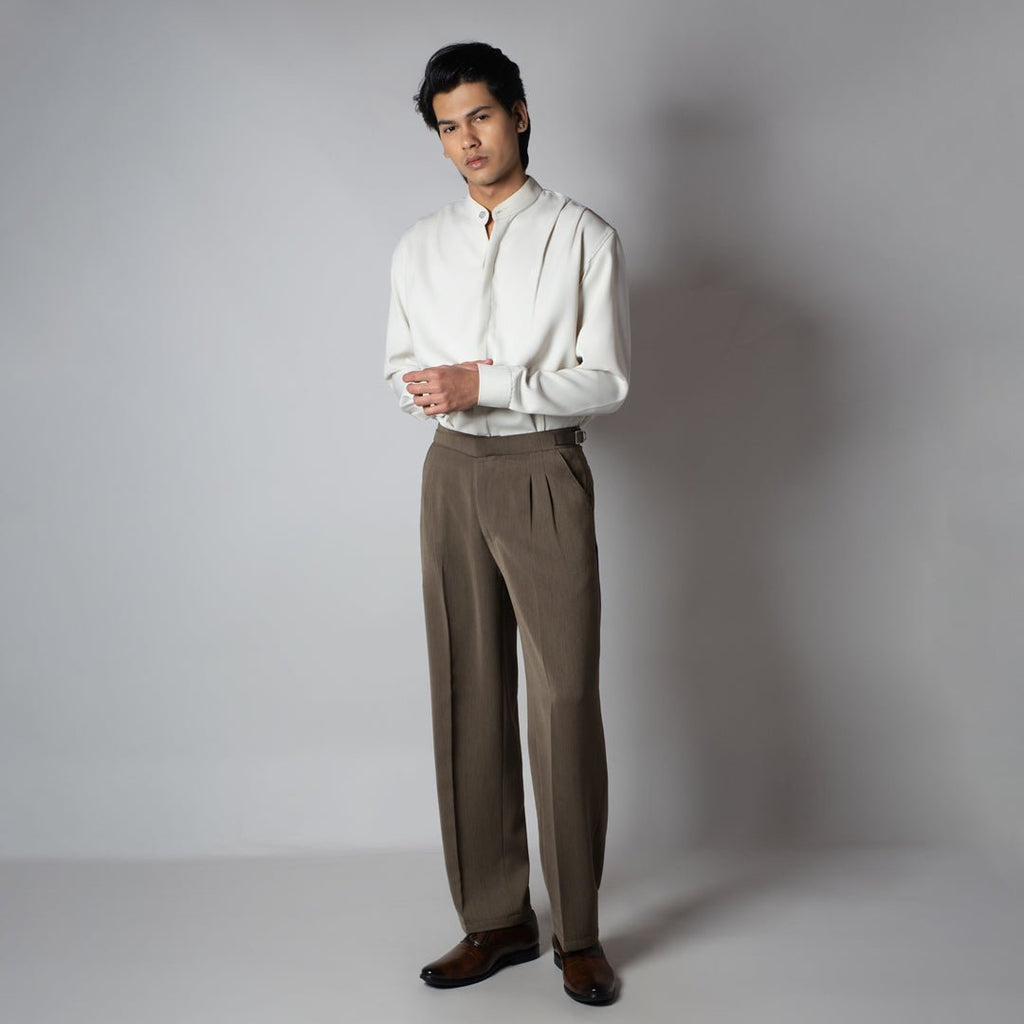 IVORY CHINESE COLLAR SHIRT
