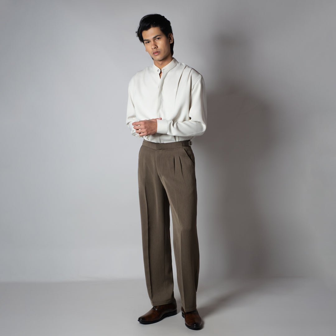 IVORY CHINESE COLLAR SHIRT